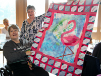 Pat with her Flamingo Quilt